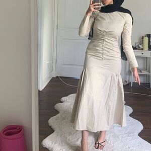 Ruched long sleeve dress